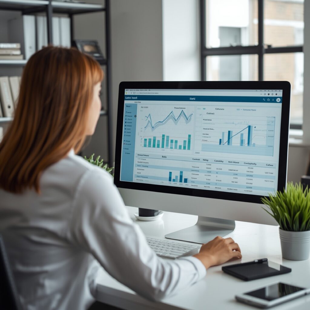 Financial advisor reviewing an automated client report
