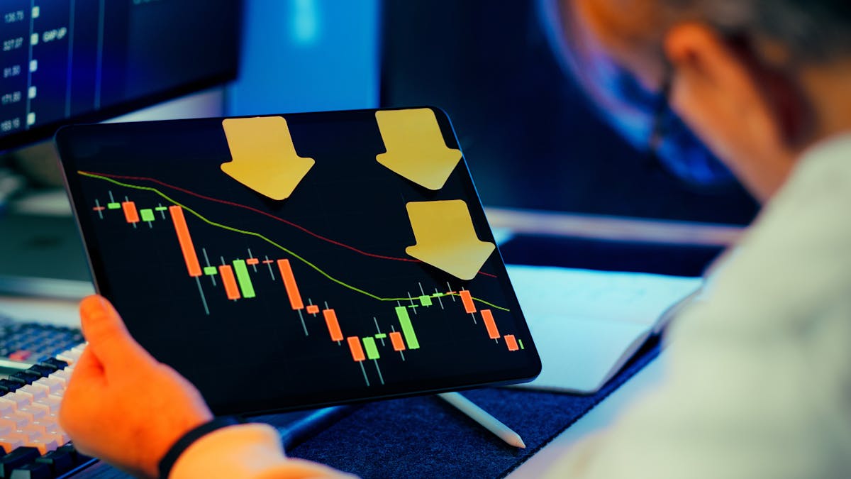 Stock market volatility chart on a screen